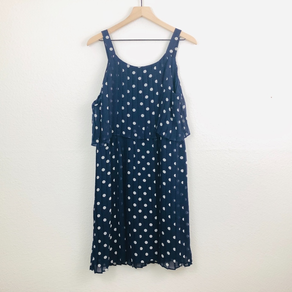 [NY Collection] Polka Dot Popover Pleated Dress - Picture 3 of 7